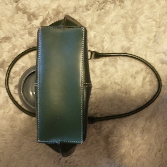 Wilsons Leather forest green tote bag w lots of pockets and room, silver… - Picture 9 of 16